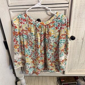 New York & Company Floral Blouse - Red, Yellow, Blue